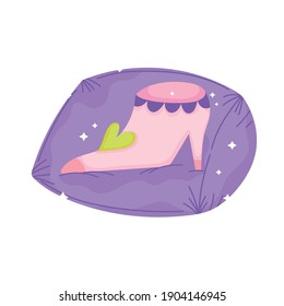 cartoon shoe on cushion isolated white background vector illustration vector illustration