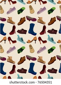 cartoon shoes set seamless pattern