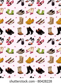 cartoon shoes set seamless pattern