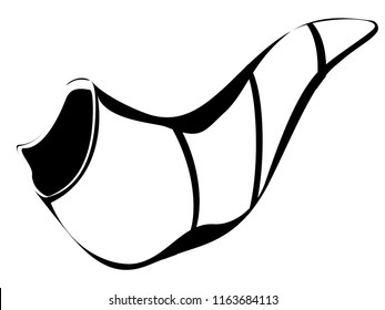 Cartoon shofar (horn) of Rosh Hashanah Israeli and Jewish holiday.