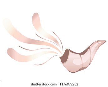 Cartoon shofar (horn) of Rosh Hashanah Israeli and Jewish holiday.