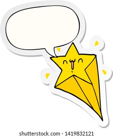 estrella de tiro de caricatura con pegatina de burbuja de habla