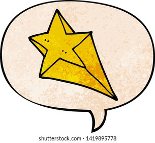 estrella de tiro de caricatura con burbuja de habla en estilo de textura retro