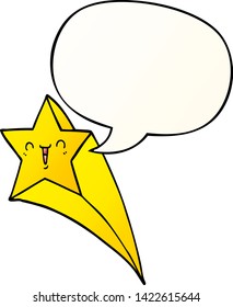 cartoon shooting star with speech bubble in smooth gradient style