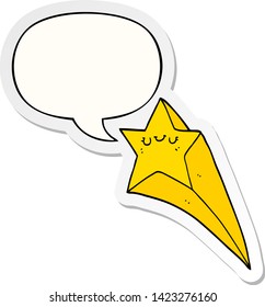 estrella de tiro de caricatura con pegatina de burbuja de habla