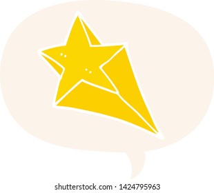 estrella de tiro de caricatura con burbuja de habla en estilo retro