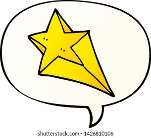 cartoon shooting star with speech bubble in smooth gradient style