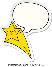 cartoon shooting star with speech bubble sticker