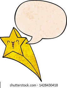 Cartoon Shooting Star mit Sprachblase im Retro-Stil