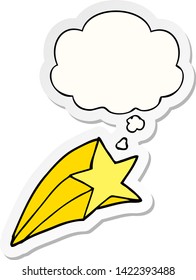 cartoon shooting star with thought bubble as a printed sticker