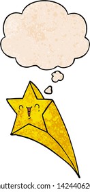 estrela de tiro de desenho animado com bolha de pensamento no estilo de textura grunge