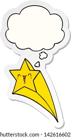 cartoon shooting star with thought bubble as a printed sticker