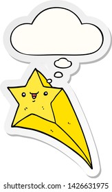 cartoon shooting star with thought bubble as a printed sticker