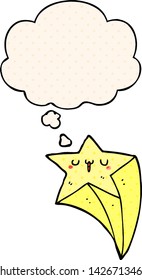 estrella de tiro de caricatura con burbuja de pensamiento en estilo de libro de historietas