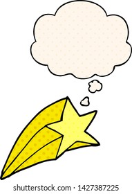 cartoon shooting star with thought bubble in comic book style