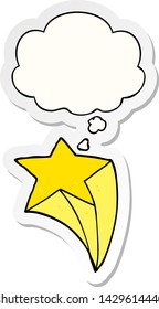 estrella de tiro de caricatura con burbuja de pensamiento como pegatina impresa