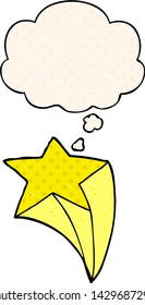 estrella de tiro de caricatura con burbuja de pensamiento en estilo de libro de historietas