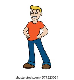 Cartoon Short Blonde Haired Man Vector Illustration