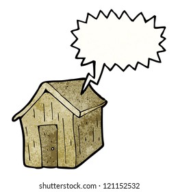 cartoon shout coming from shed