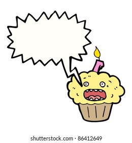 cartoon shouting cupcake