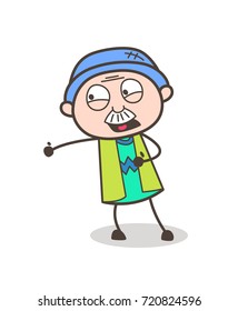 Cartoon Shouting Grandpa Expression Vector Illustration