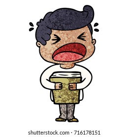 cartoon shouting man with book