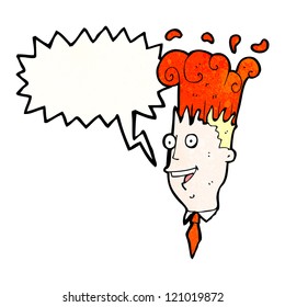 cartoon shouting man with exploding head