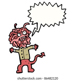monstruo de la caricatura gritando espagueti
