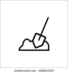 Cartoon shovel in the ground vector illustration