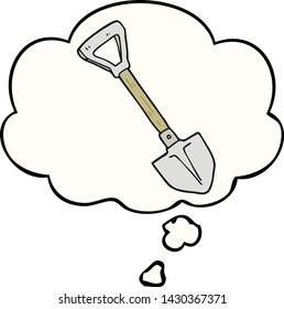 cartoon shovel with thought bubble