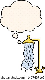 Cartoon-Dusche mit Denkblase im Comicstil