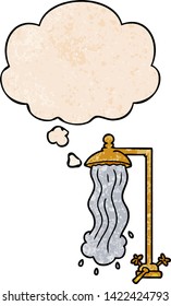 cartoon shower with thought bubble in grunge texture style