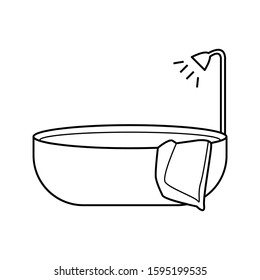Cartoon Shower and Towel Icon Vector
