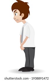 cartoon showing sad gesture businessman isolated