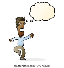cartoon shrieking man with thought bubble
