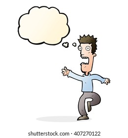 caricatura shrieking man con burbuja de pensamiento