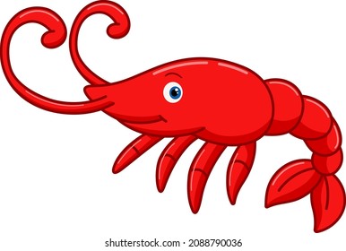 Cartoon shrimp on white background