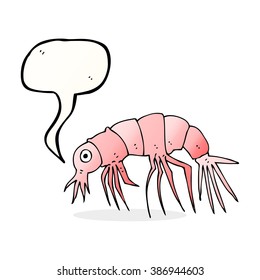 cartoon shrimp with speech bubble