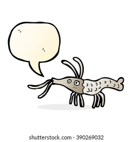 gambas de caricatura con burbuja de habla