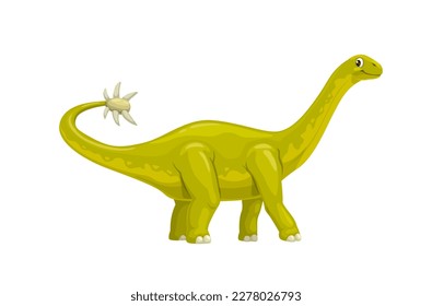 Cartoon shunosaurus dinosaur character. Isolated vector Sauropodomorpha dino with spikes on tail and long tail. Paleontology science creature, prehistoric animal lived in Middle Jurassic Period