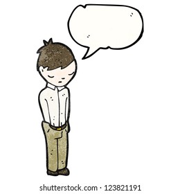 cartoon shy man