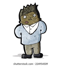 cartoon shy man
