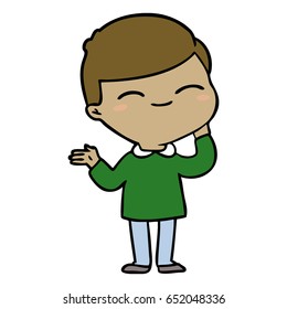 cartoon shy smiling boy
