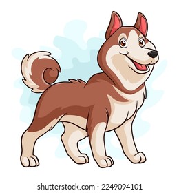 Cartoon siberian husky on white background