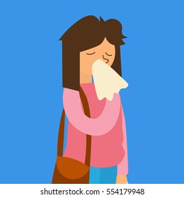 Cartoon Sick Woman Symptom Flu On Stock Vector (Royalty Free) 554179948 ...