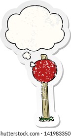 cartoon sign post with thought bubble as a distressed worn sticker