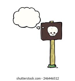 cartoon sign post with thought bubble