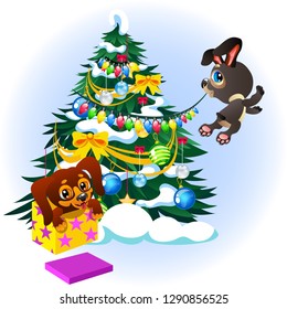 Cartoon sign we wish you merry christmas and happy new year