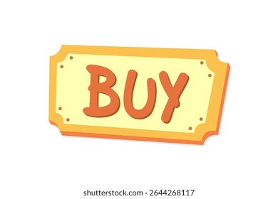 Cartoon sign with the word buy. Vector illustration