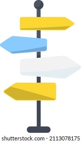 Cartoon signpost. Colorful blank arrow pointers on pole